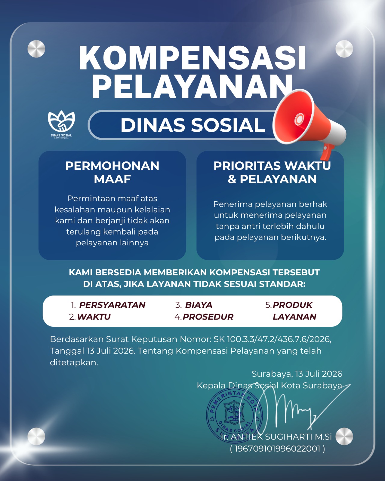 Kompensasi Pelayanan Dinas Sosial Kota Surabaya